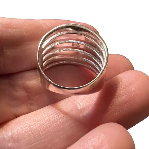 6 Band High Polish Sterling Silver Ring Size 7,8 - Picture 3 of 4